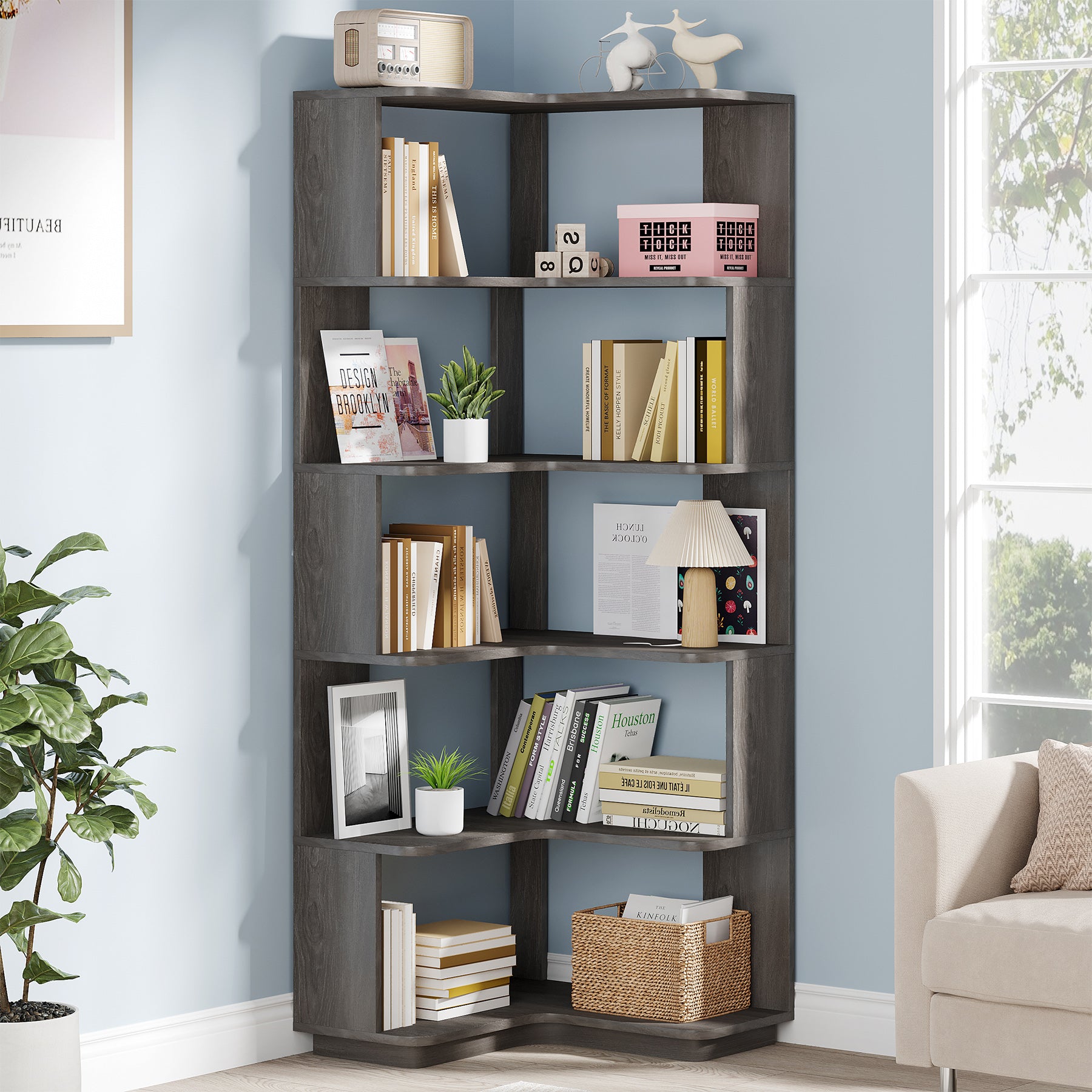 6-Tier Corner Bookshelf, 64.96