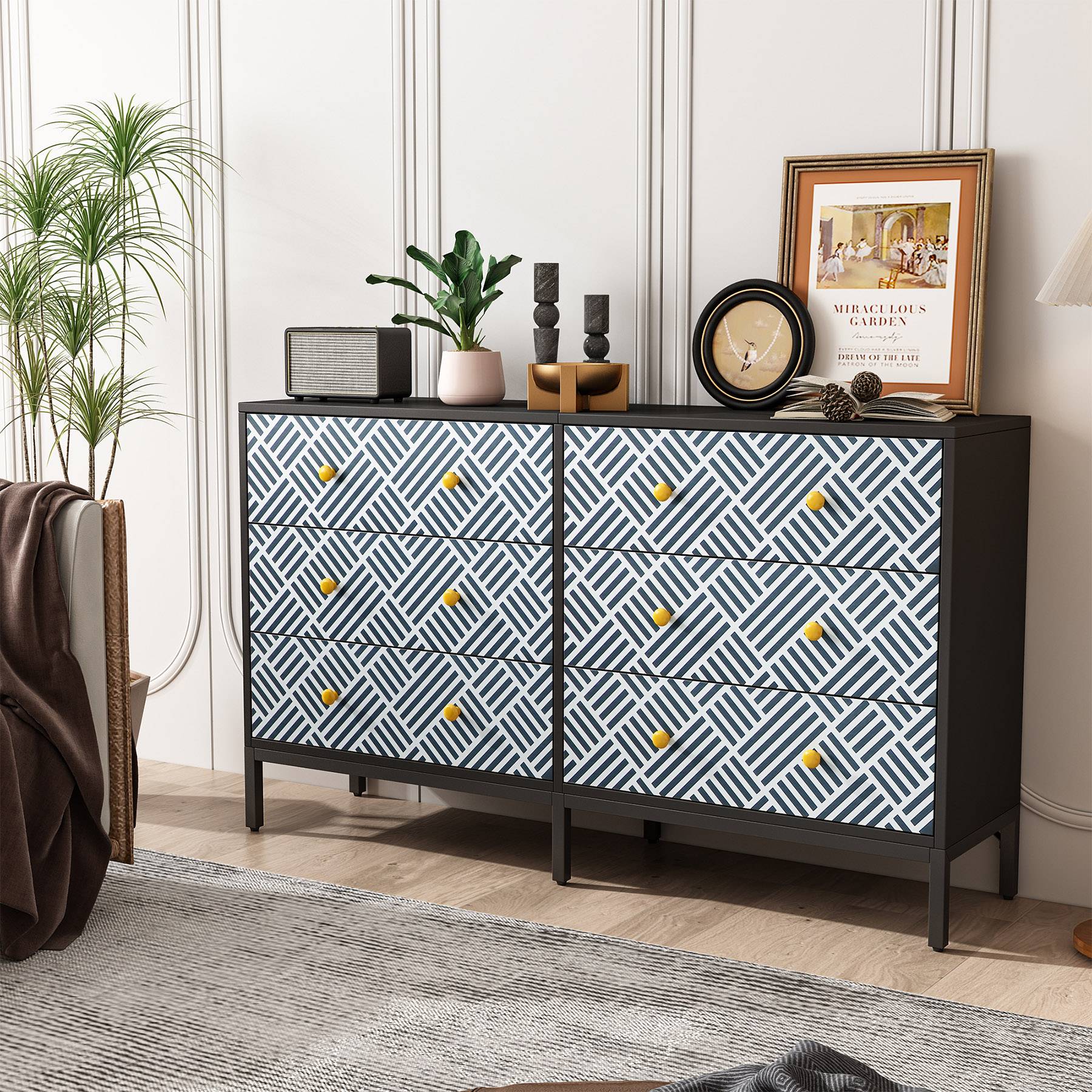 Storage Chest of 6 Drawers, Wood Storage Dresser Drawer Cabinet