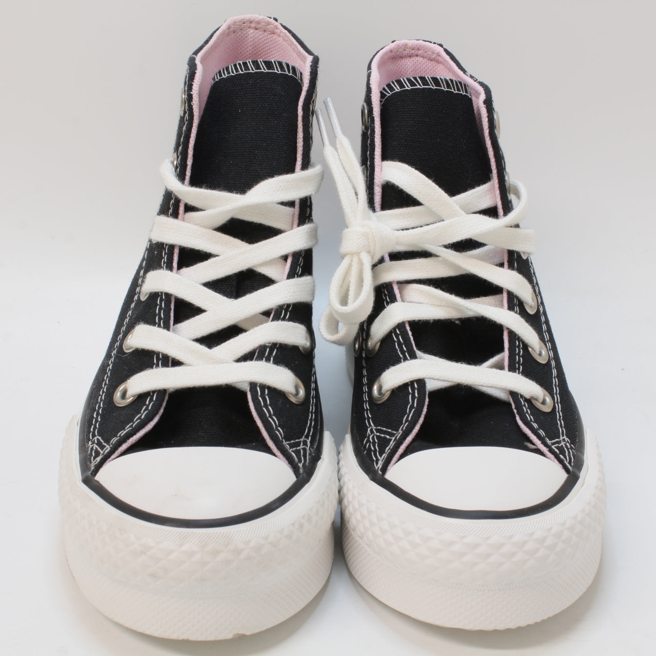 Odd Sizes - Kids Converse All Star Eva Lift Hi Youth Black Sunrise Pink Vintage White - UK Sizes Right 13 youth/Left 12 youth