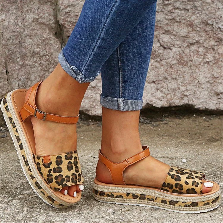 WOMEN'S VINTAGE ROMAN STYLE ROUND TOE CUTOUT PLATFORM SANDALS