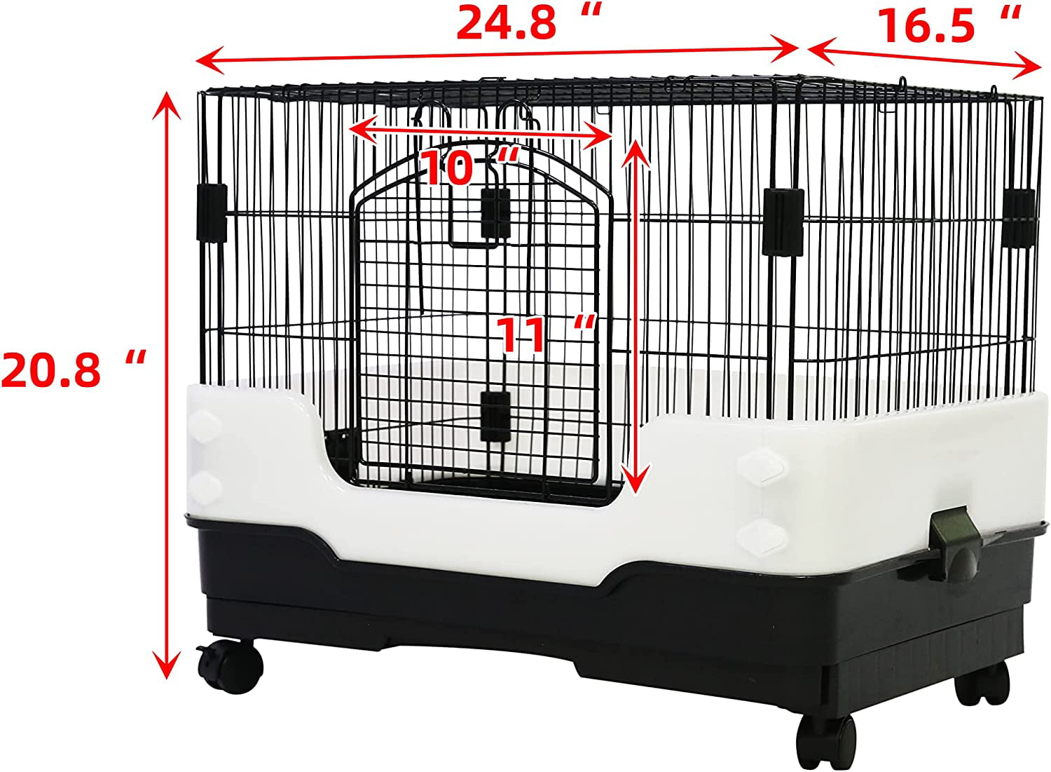 Homey Pet Rabbit Chinchilla Ferret Hamster Cage Carry with Pull Out Tray and Caster Size: L25 XW17 XH21 (25