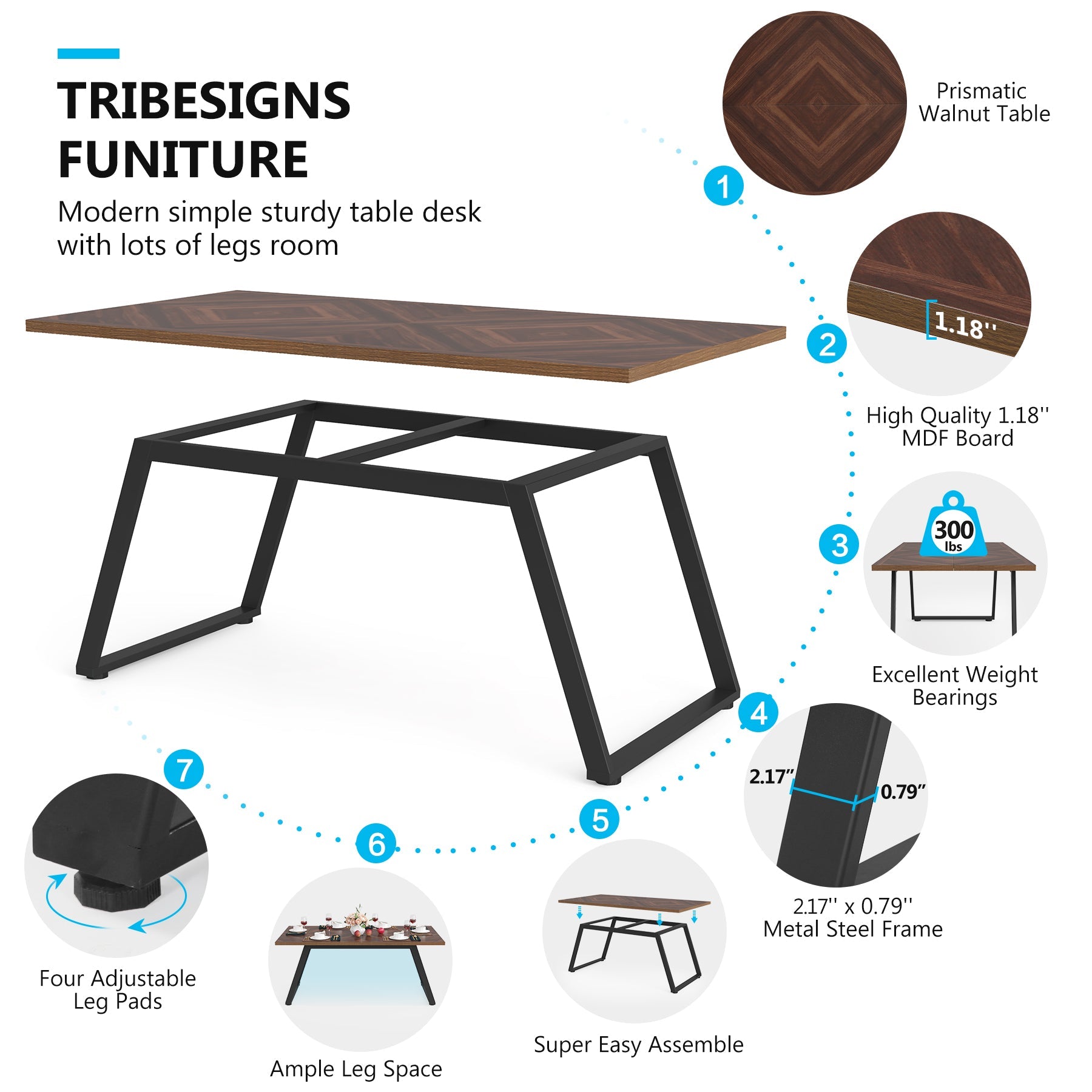 Rectangle Dining Table, 63