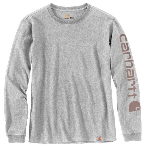 Carhartt Women's Heavyweight Long Sleeve Logo T-Shirt_Heather Grey