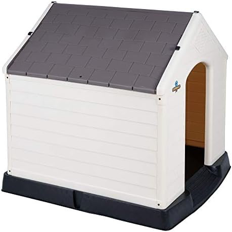 Pet XL Waterproof Plastic Dog Kennel Outdoor House Extra Large Brown