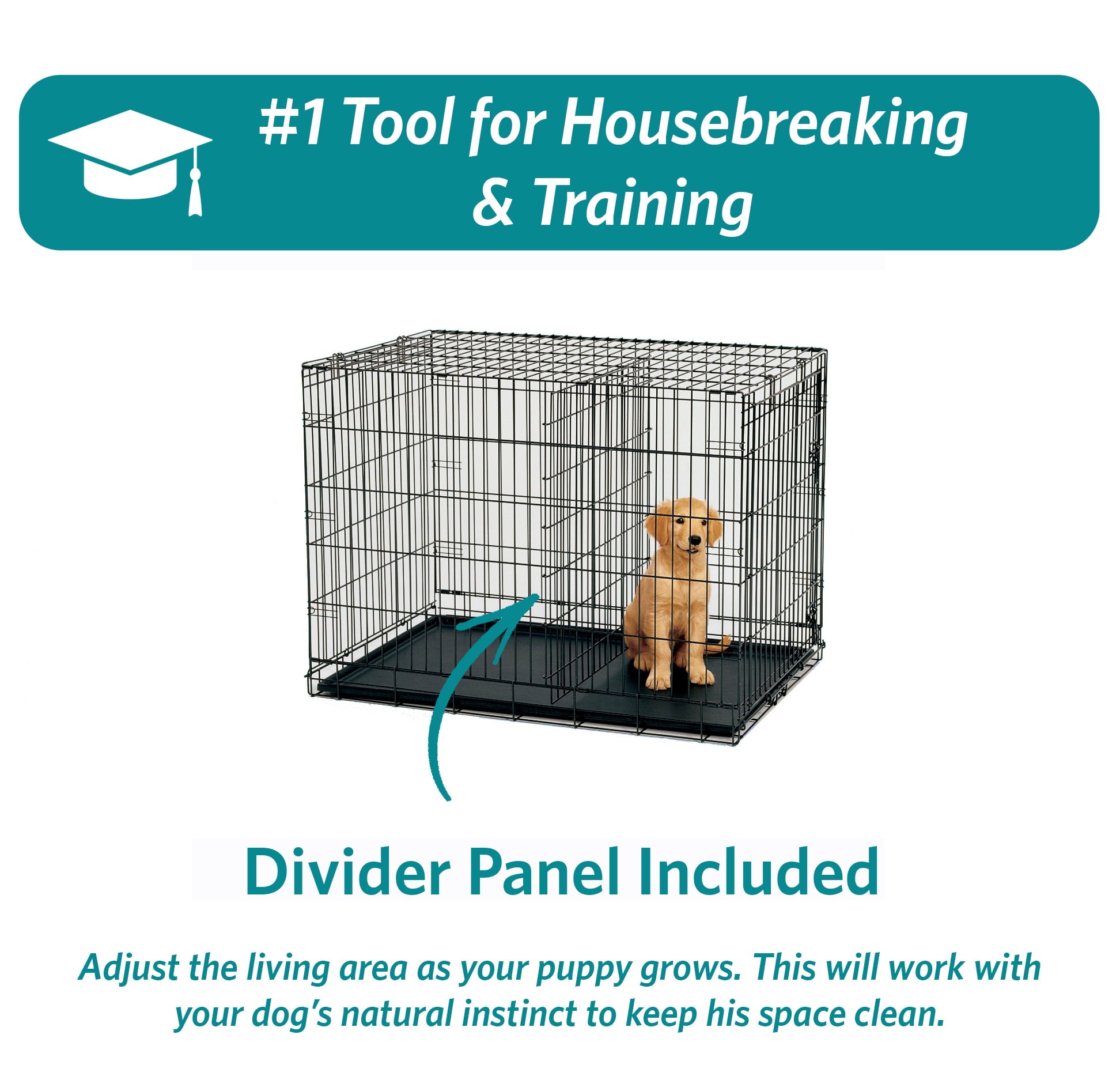 MidWest Homes For Pets Double Door iCrate Metal Dog Crate， 42