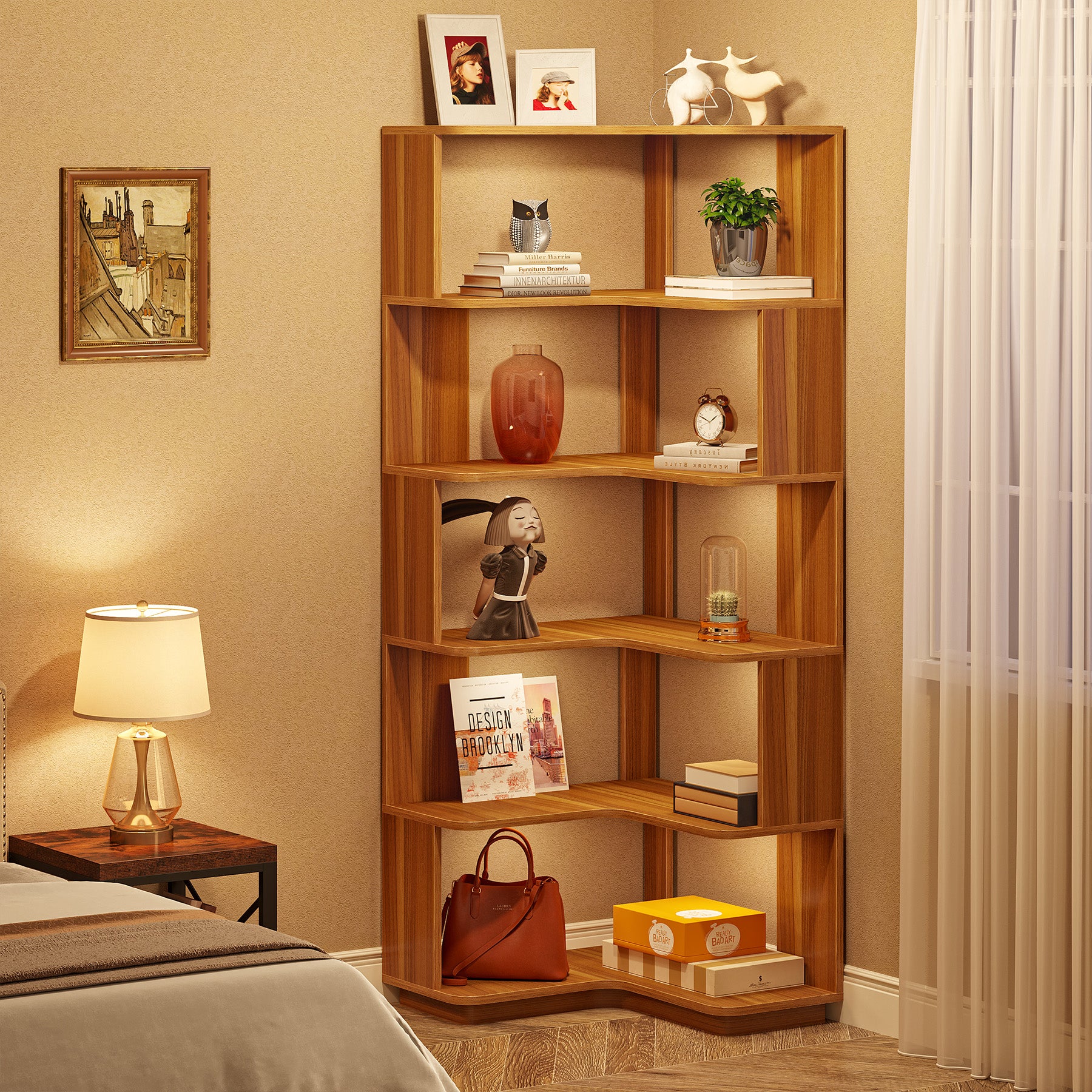 6-Tier Corner Bookshelf, 64.96