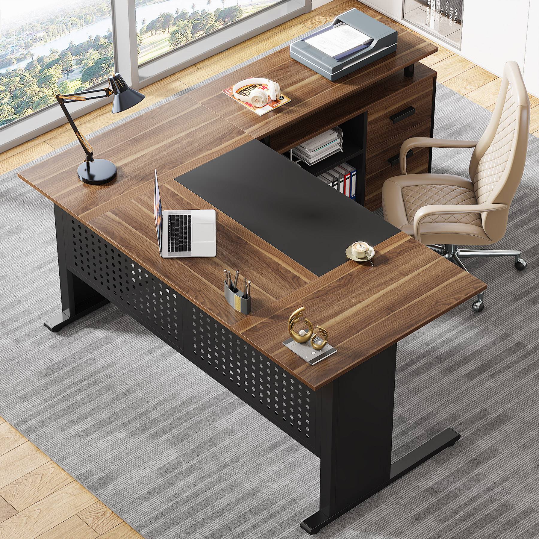 Industrial L-Shaped Desk, 63