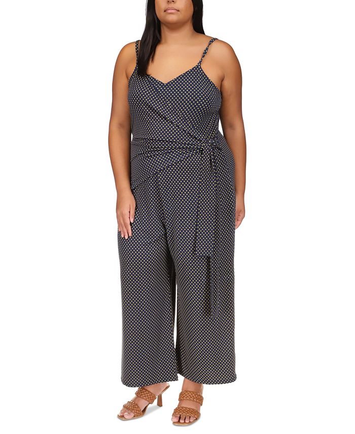 Plus Size Printed Side-Tie Jumpsuit