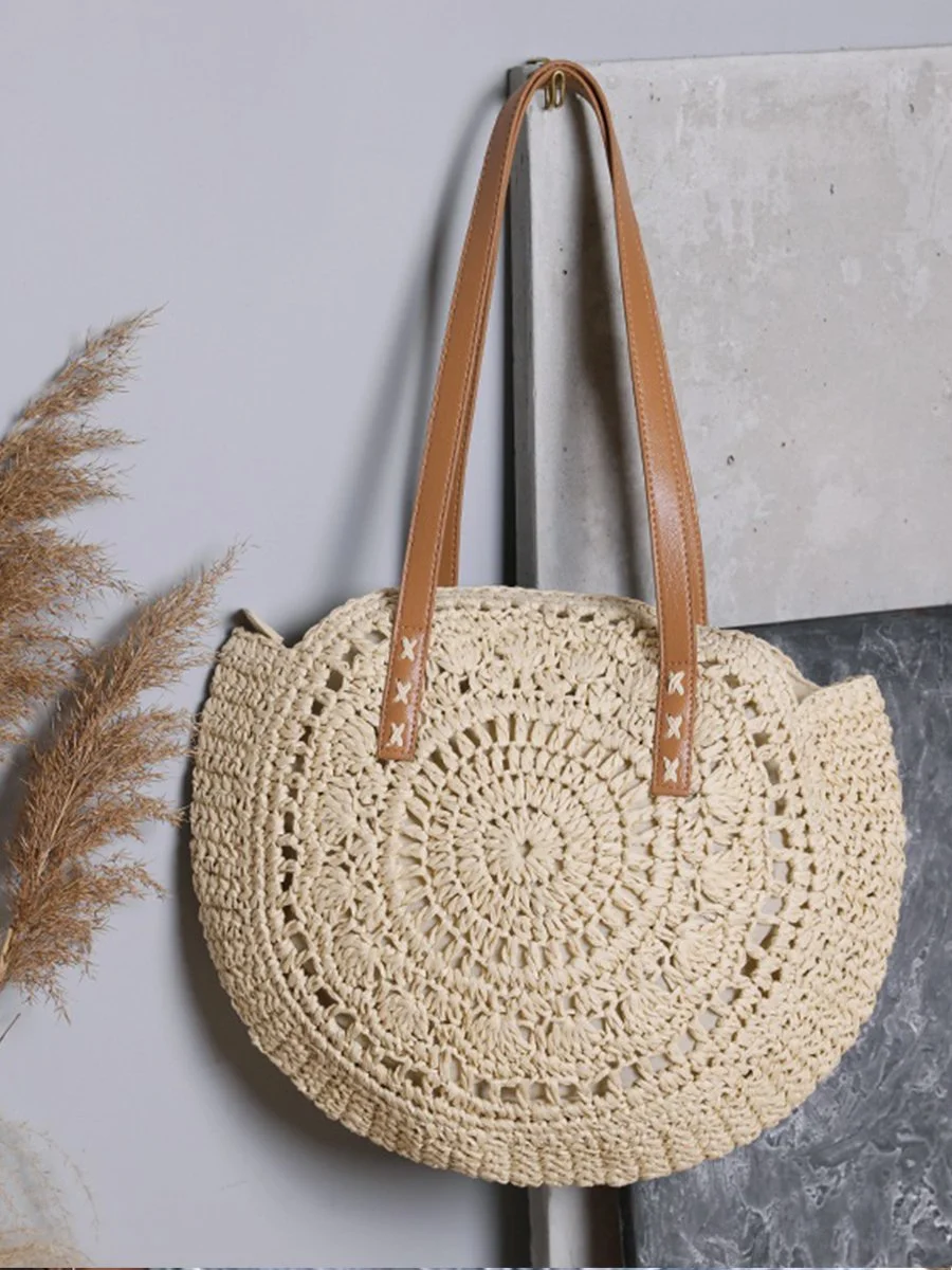 Women's Large Capacity Beach Resort Straw Bag