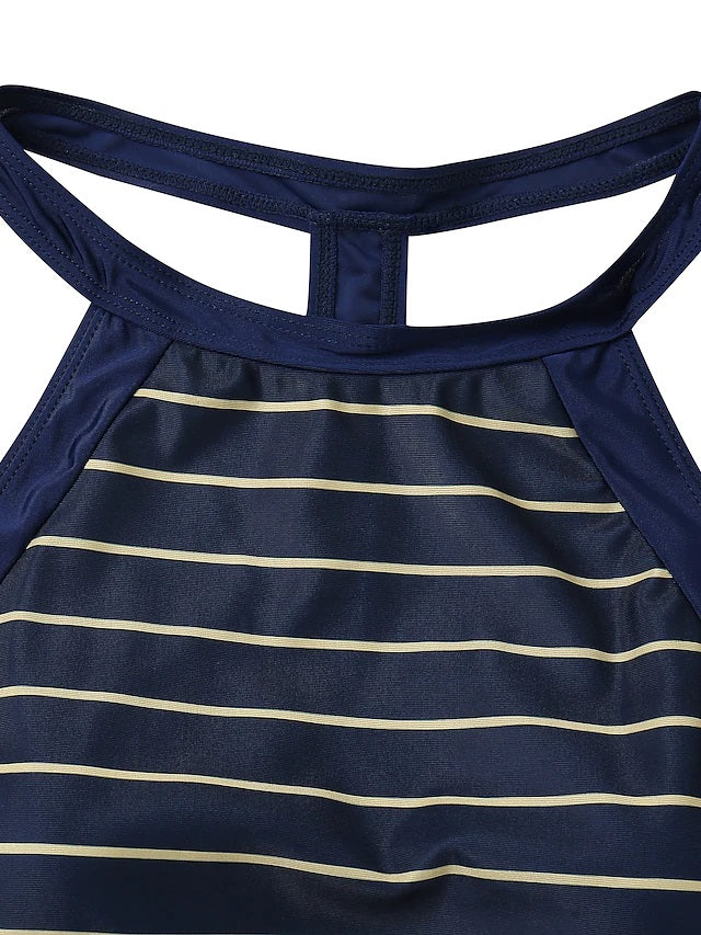 Halter Striped Tankini Set
