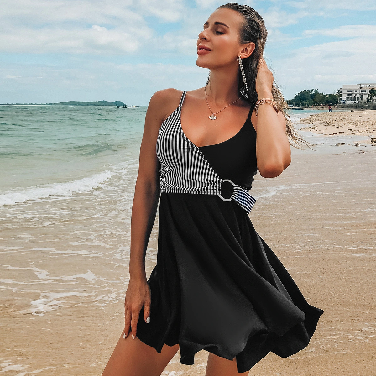Tankini Swim Dress with Boyshorts Tummy Control Swimming Suits