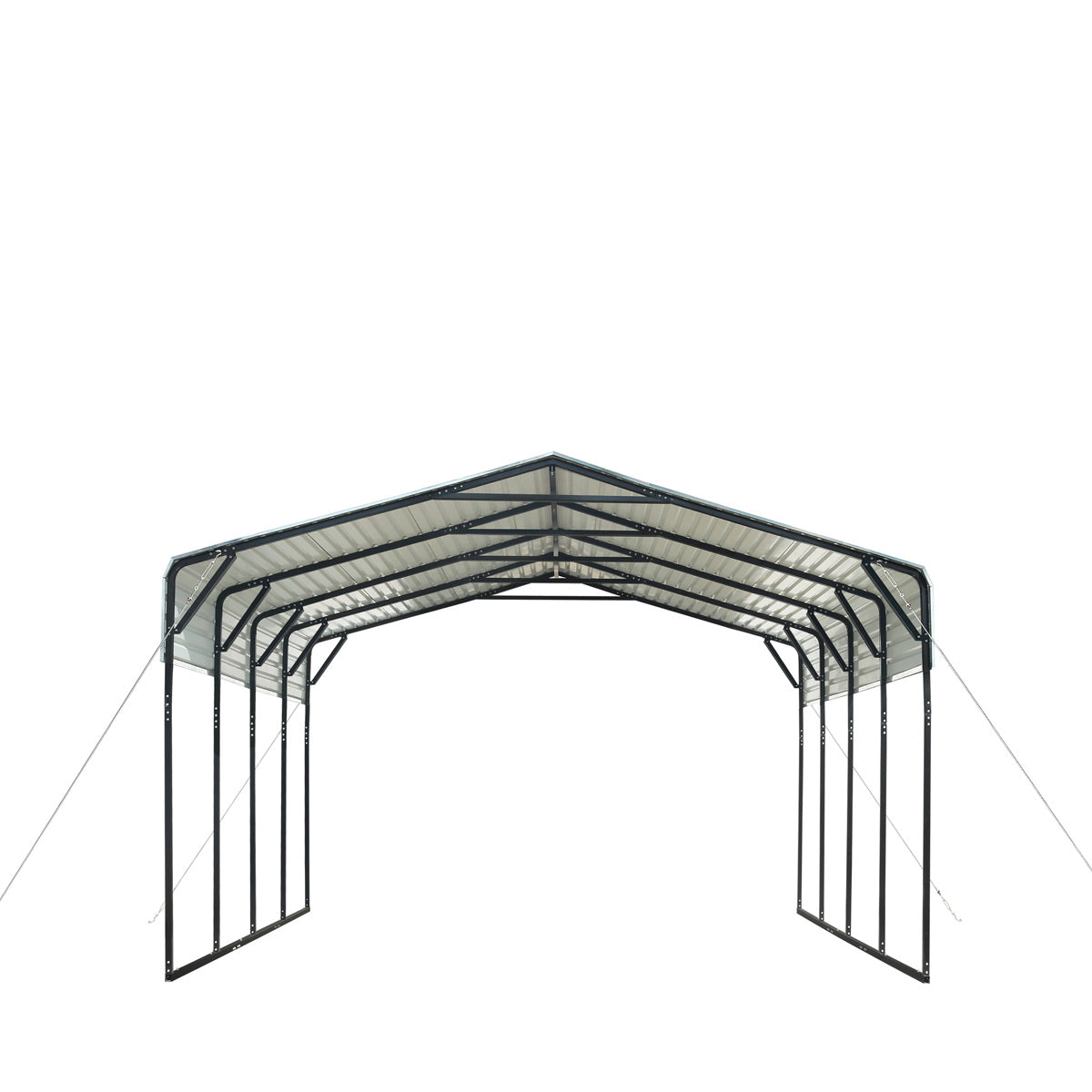 TMG Industrial 20’ x 20’ All-Steel Carport w/10’ Open Sidewalls, Galva
