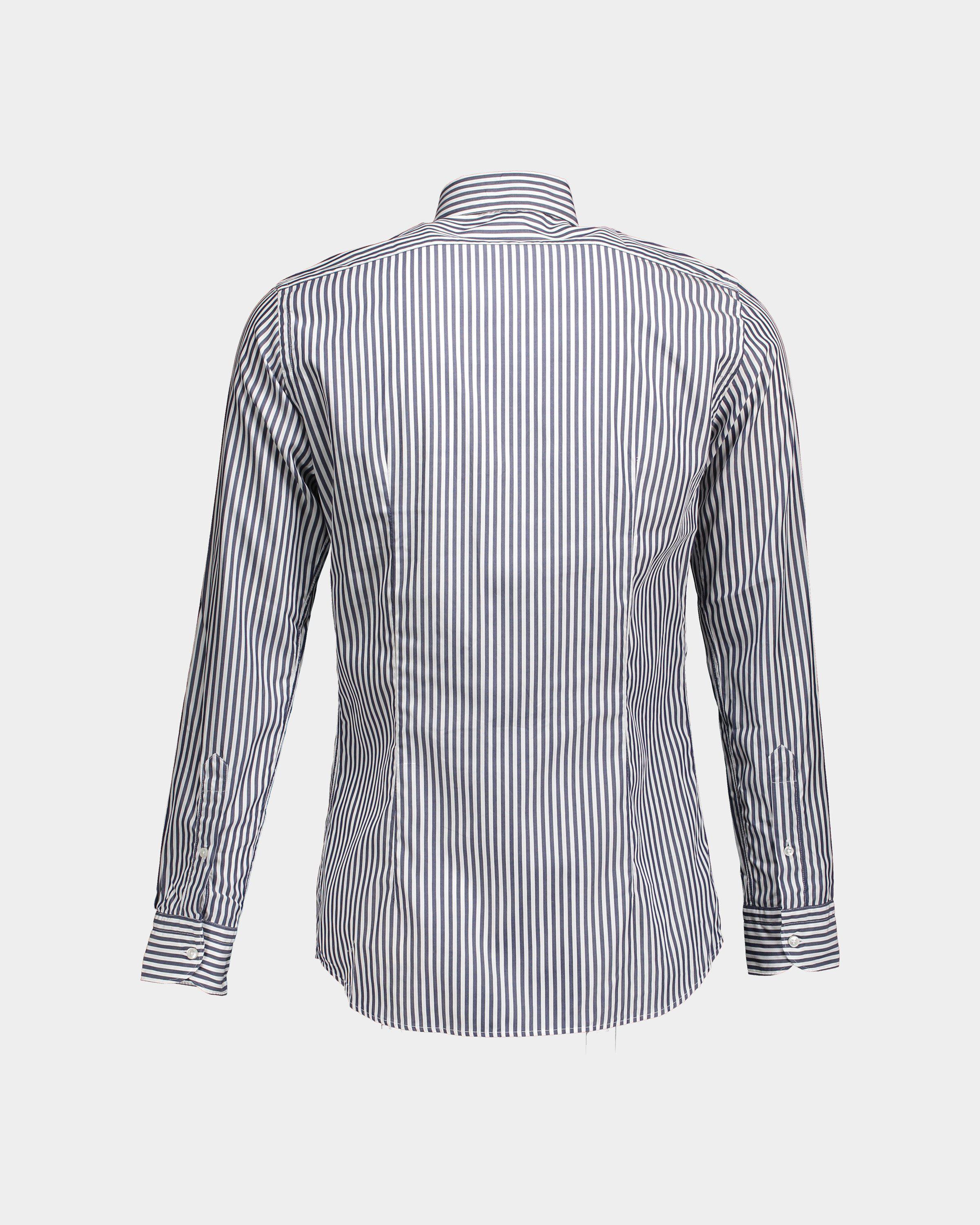 Camicia cotone righe blu bianca