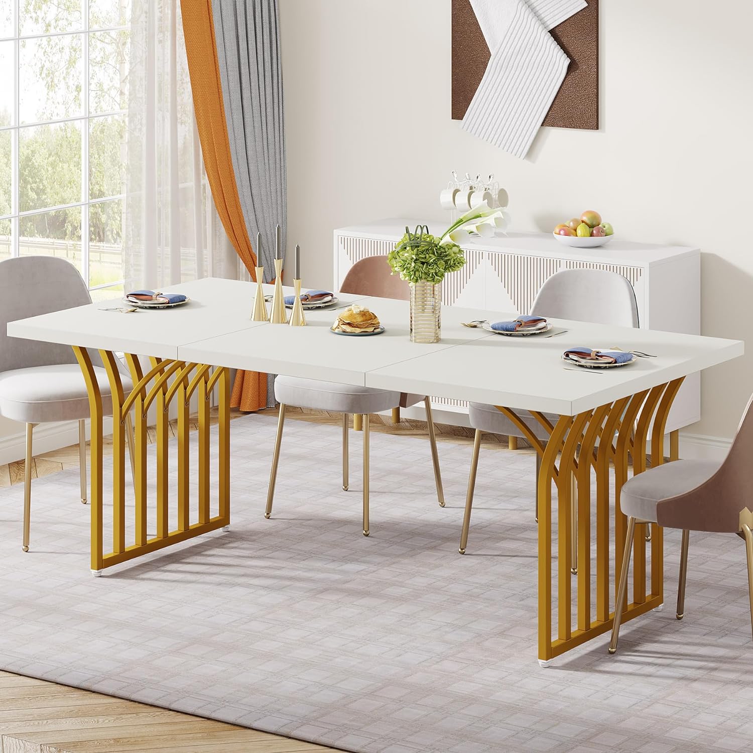 Modern Dining Table for 4-6 People, 63