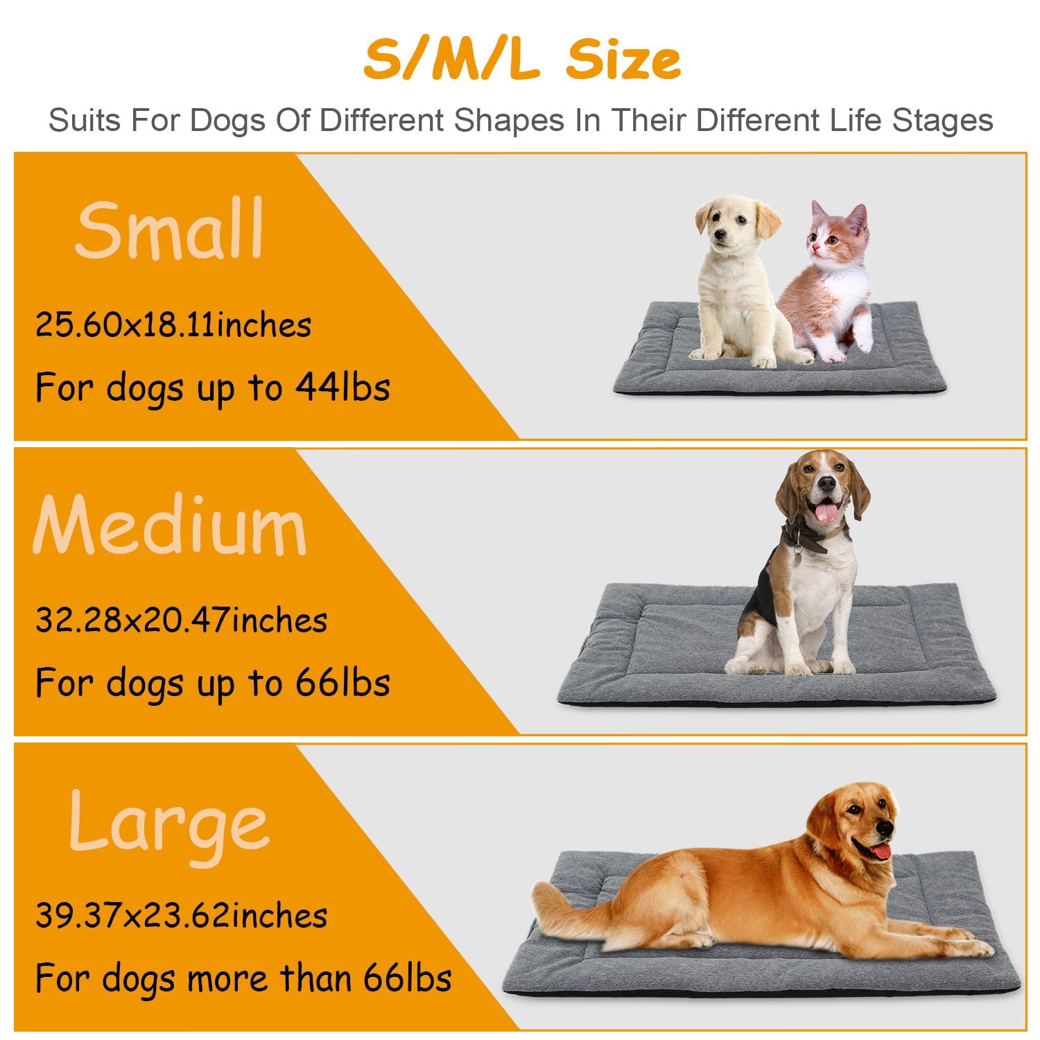 iMountek Dog Bed Mat Comfortable Fleece Pet Dog Crate Carpet Reversible Pad， Small/Medium/large