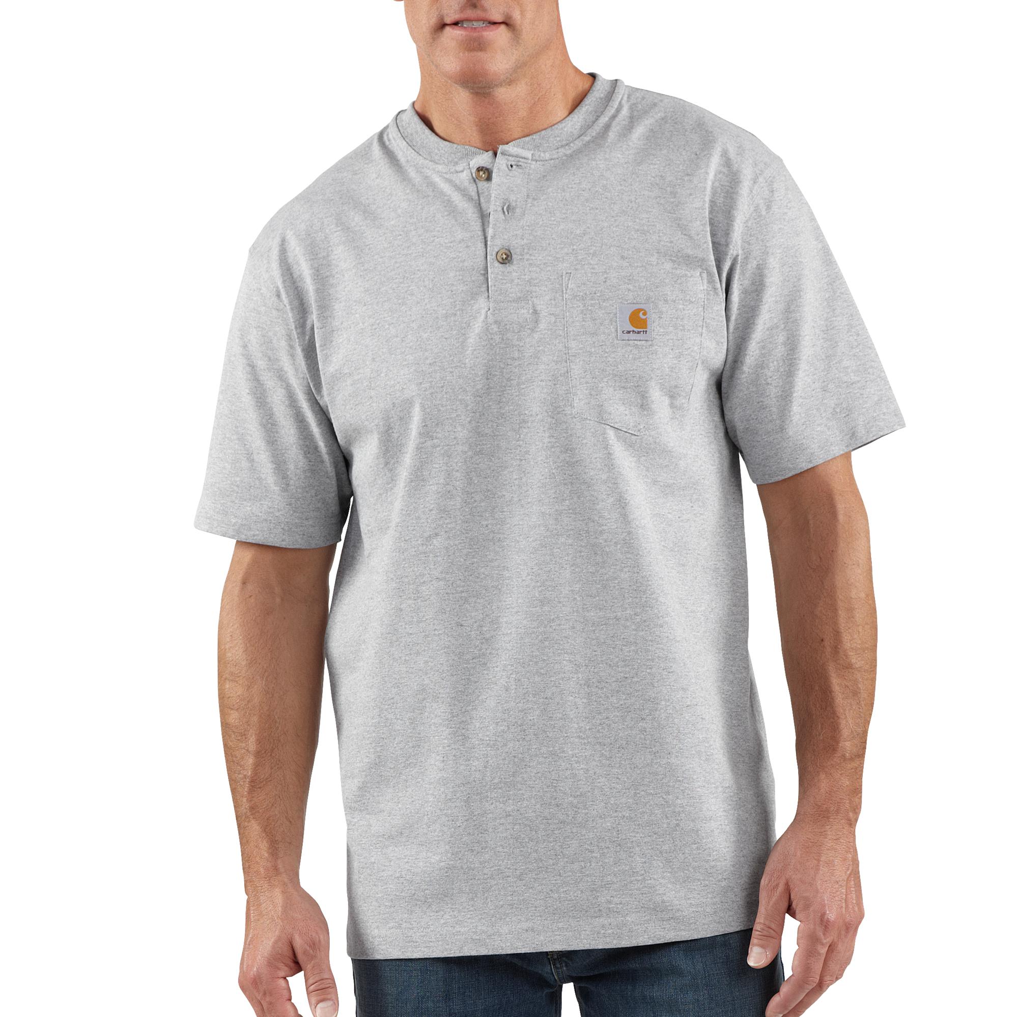 Carhartt Men's Short Sleeve Pocket Henley_Heather Grey