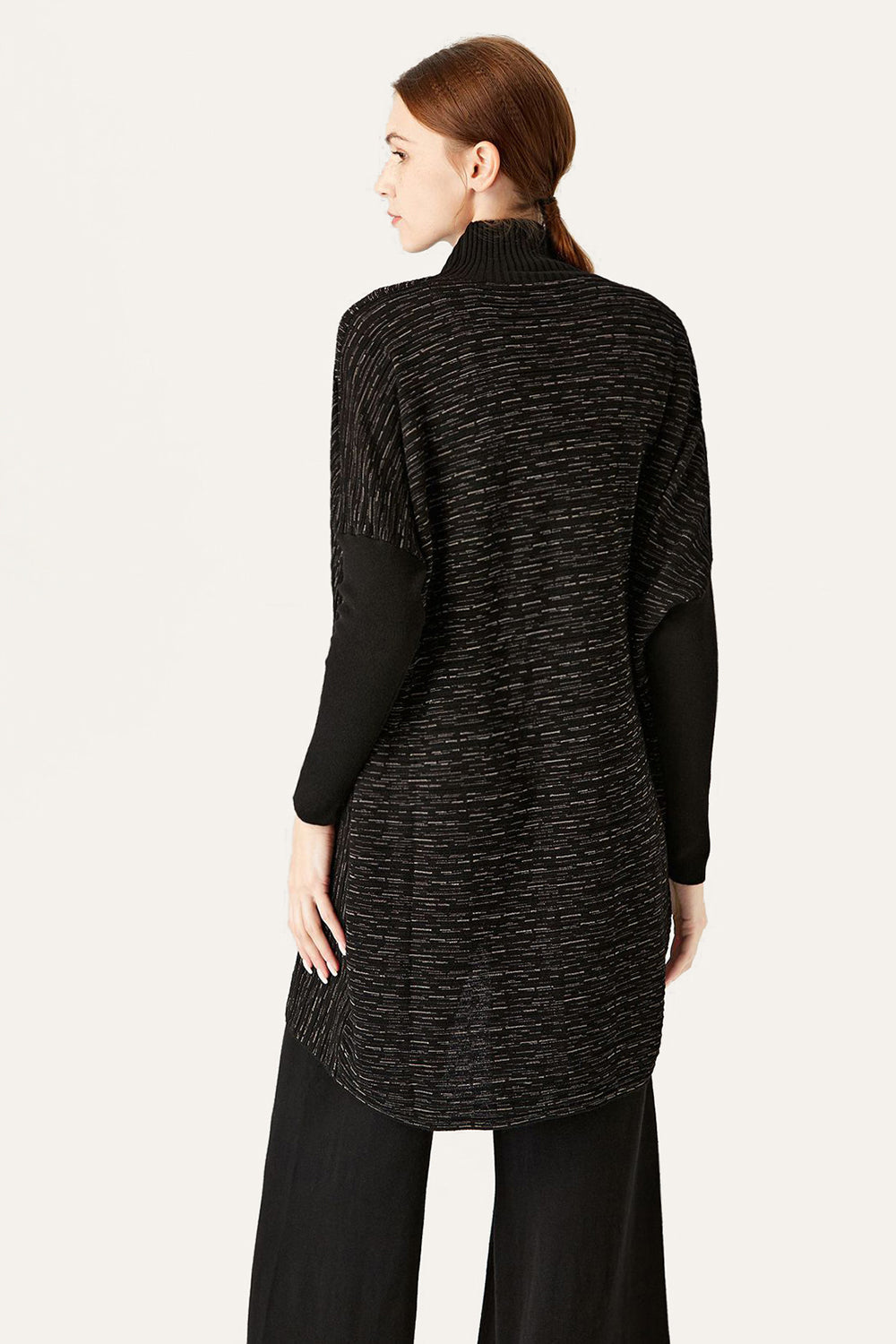 Black Asymmetrical Knitted Poncho Sweater