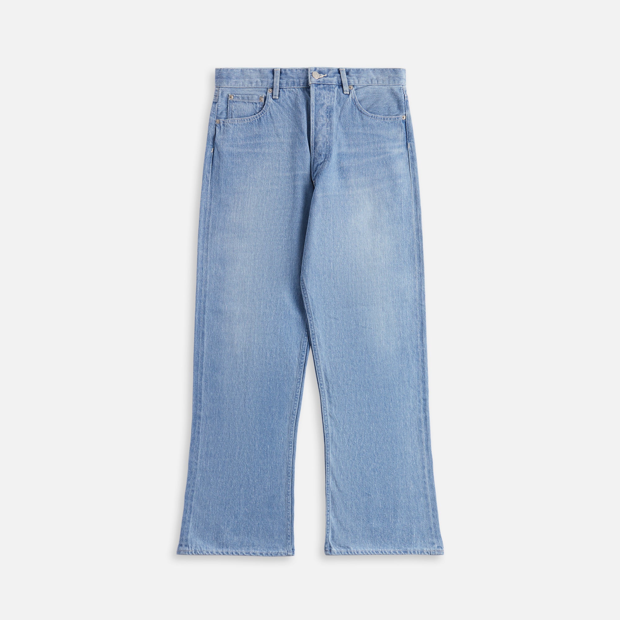 Auralee Selvedge Faded Light Denim Pants - Light Indigo