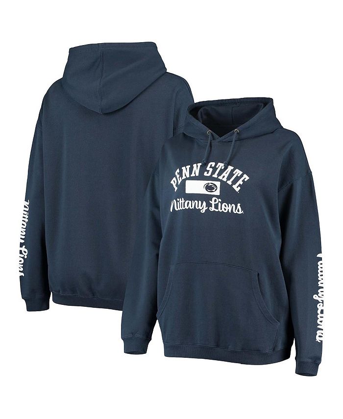 Women's Navy Penn State Nittany Lions Rock n Roll Super Oversized Pullover Hoodie
