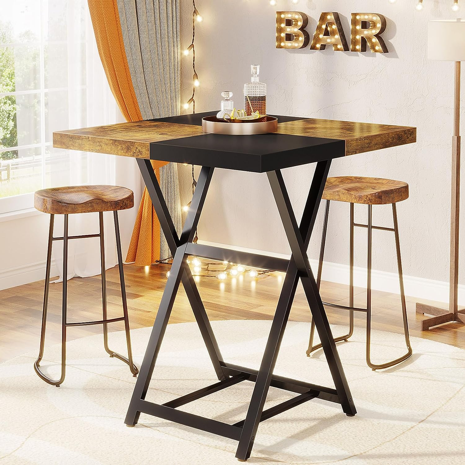 42” H Bar Table, Square Pub Table Dining Table for 2-4 People(Chairs not Included)