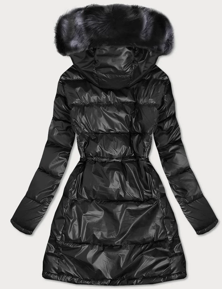 Shiny jacket with a hood