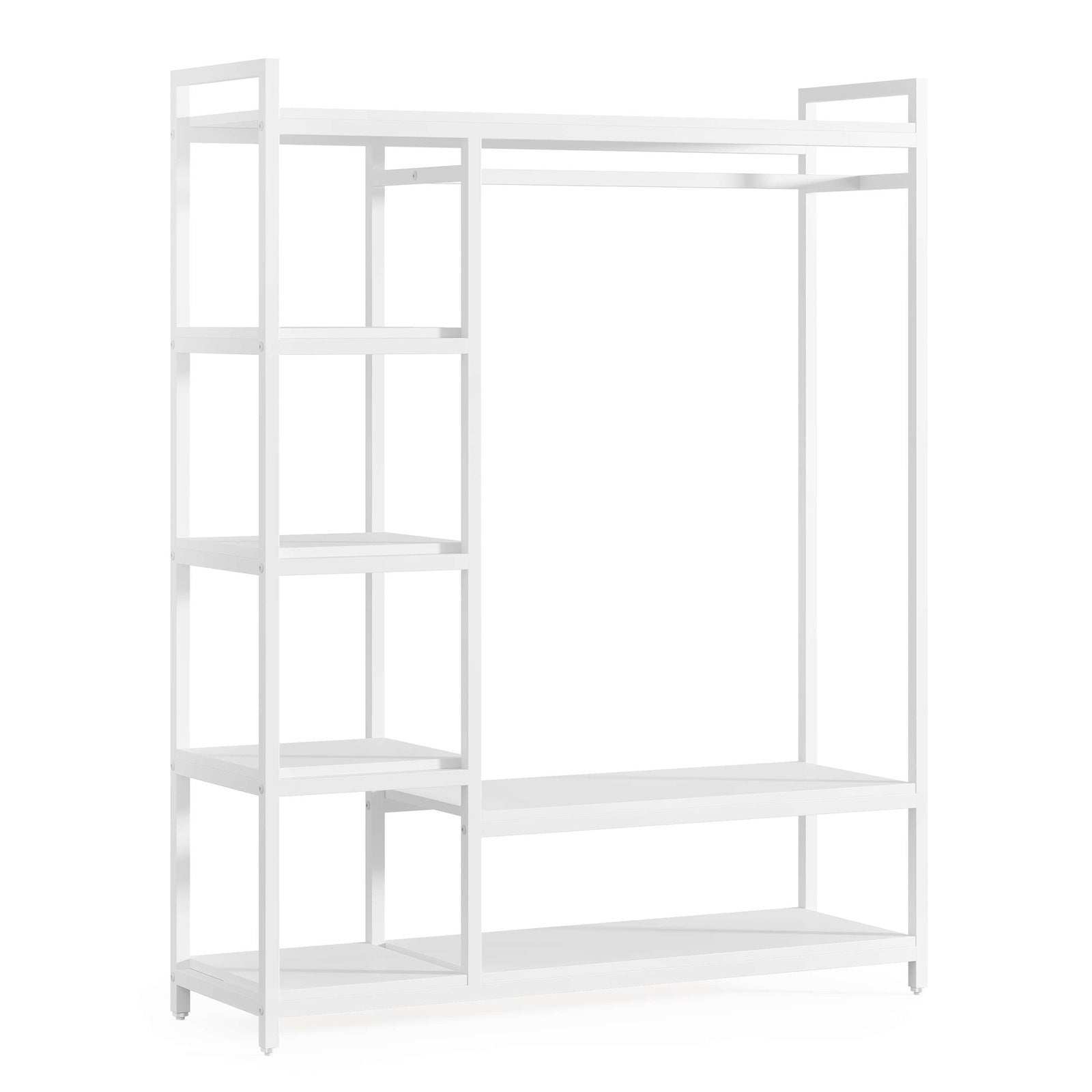 Freestanding Closet Organizer with 6 Shelves and Hanging Bar