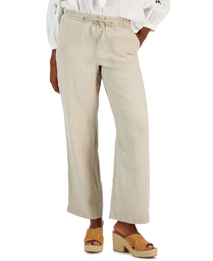 Women's Linen Drawstring-Waist Pants， Created for Macy's