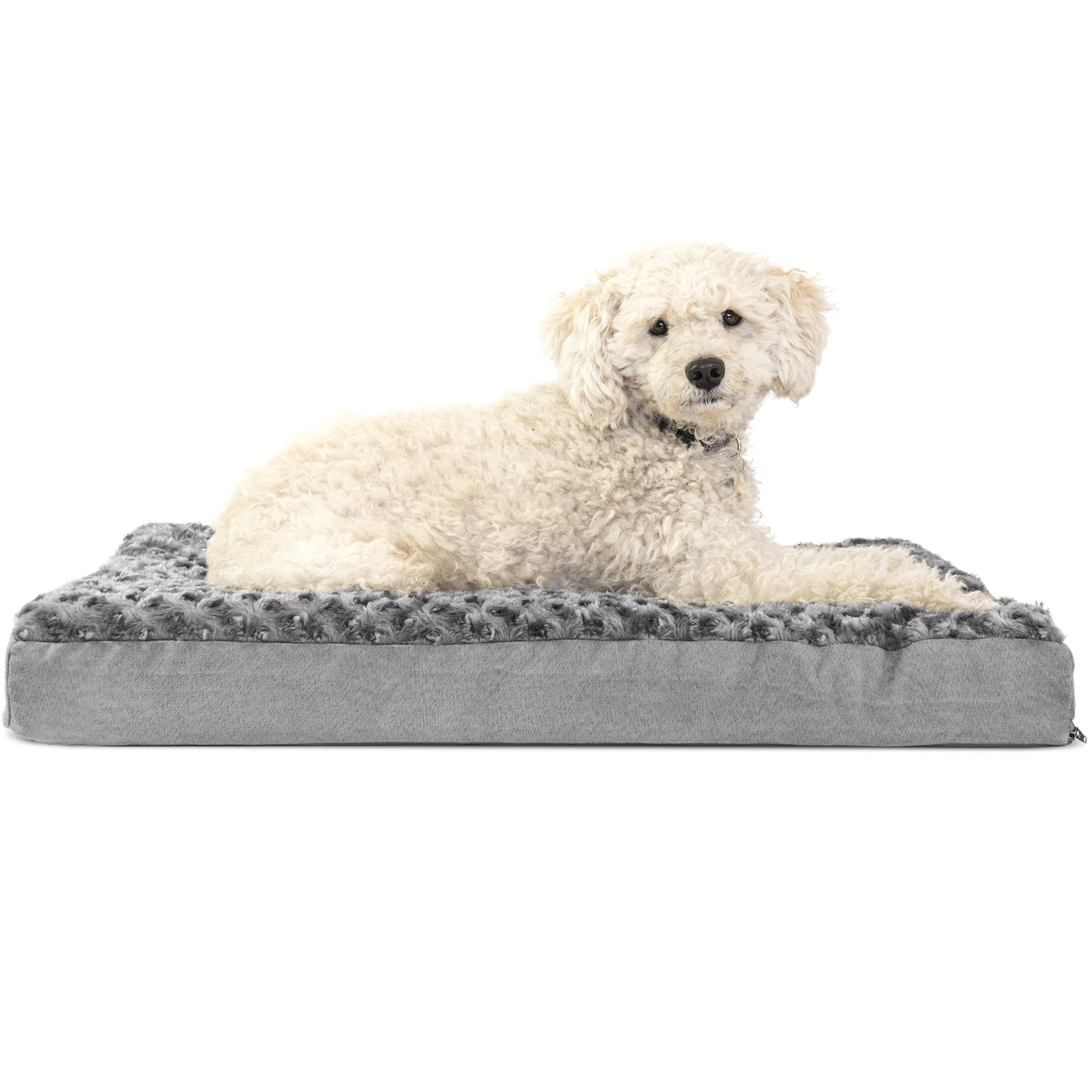 FurHaven | Deluxe Orthopedic Ultra Plush Mattress Pet Bed for Dogs and Cats， Gray， Medium