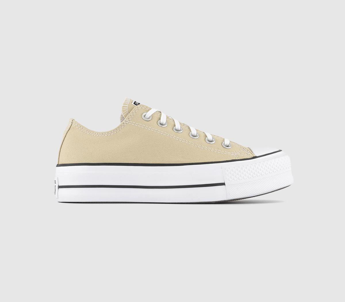 Womens Converse All Star Low Platform Oat Milk White Black