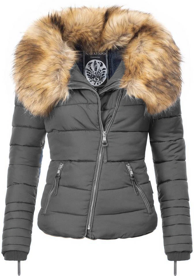 Winter fashion jacket, noble faux fur collar