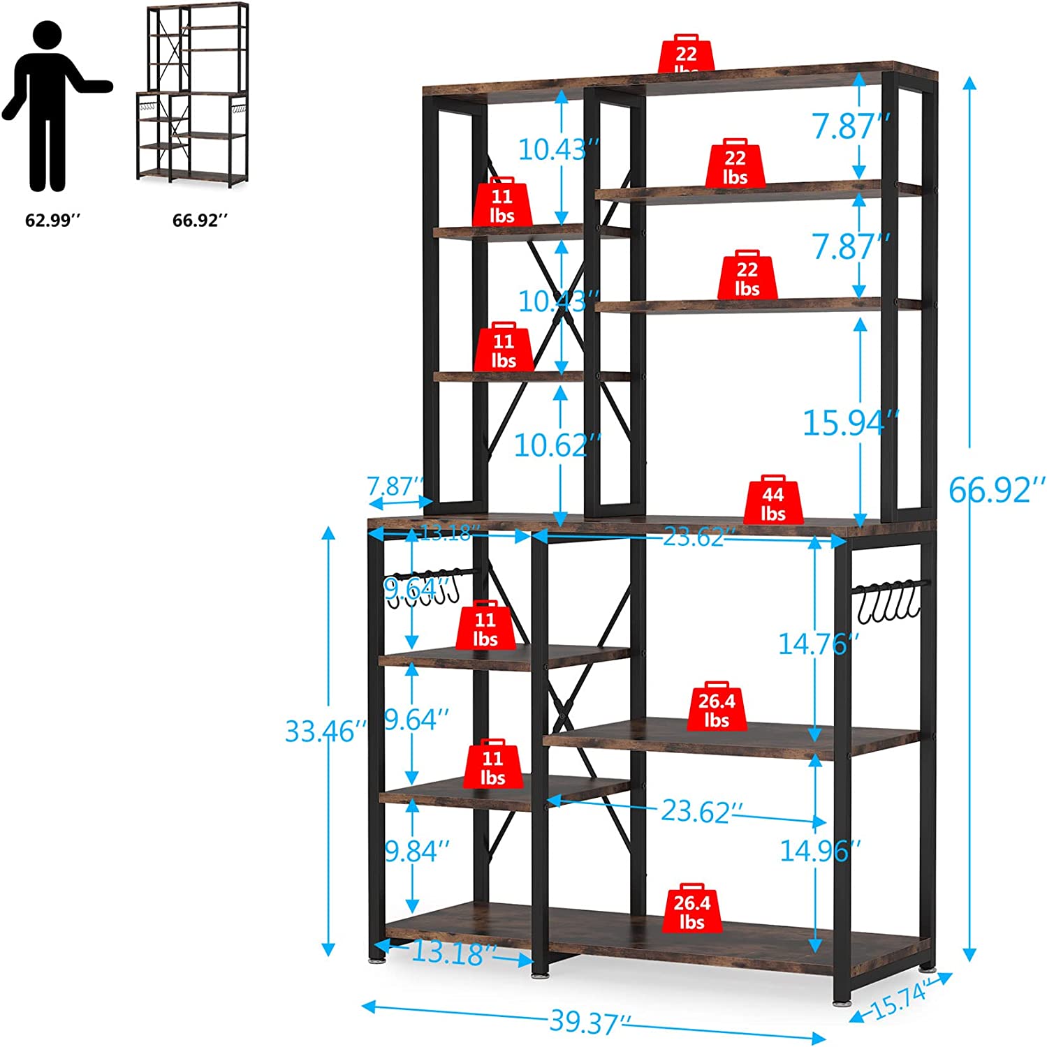 Kitchen Baker's Rack, 10-Tier Kitchen Utility Storage Shelf