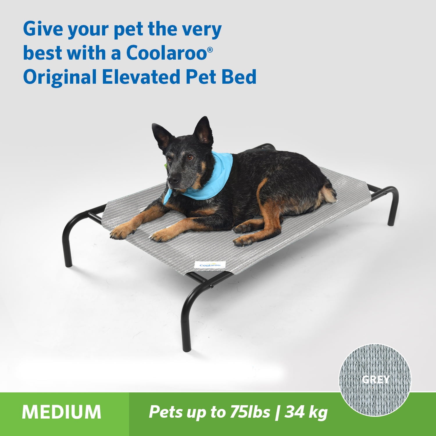 The Original Coolaroo Elevated Pet Dog Bed Replacement Cover， Medium， Gray