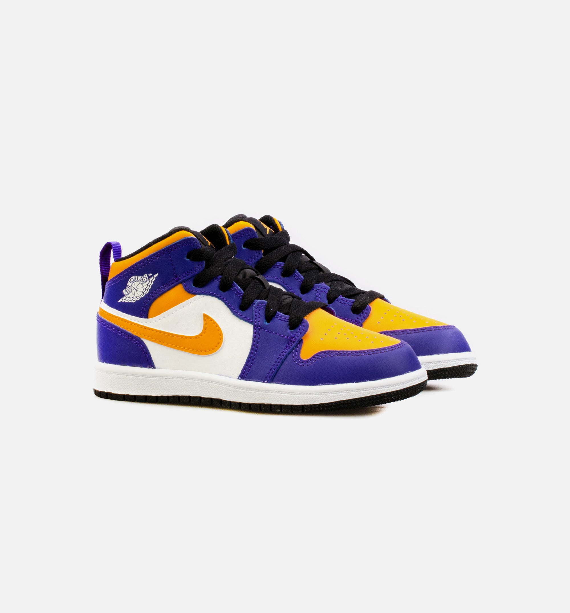 Air Jordan 1 Mid Preschool Lifestyle Shoe - Purple/Yellow