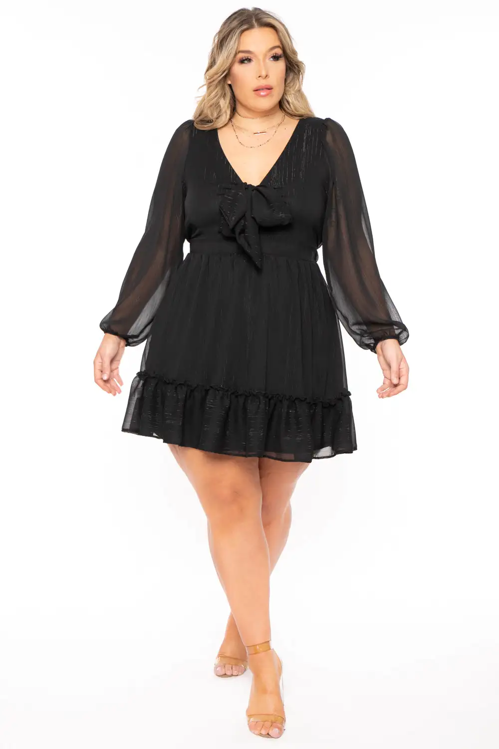 Plus Size Aide Chiffon Dress - Black