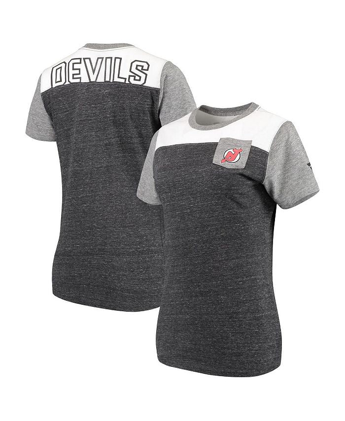 Women's Branded Black and Heathered Gray New Jersey Devils Iconic T-shirt