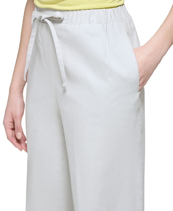 Women's Linen-Blend Drawstring-Waist Wide-Leg Pants