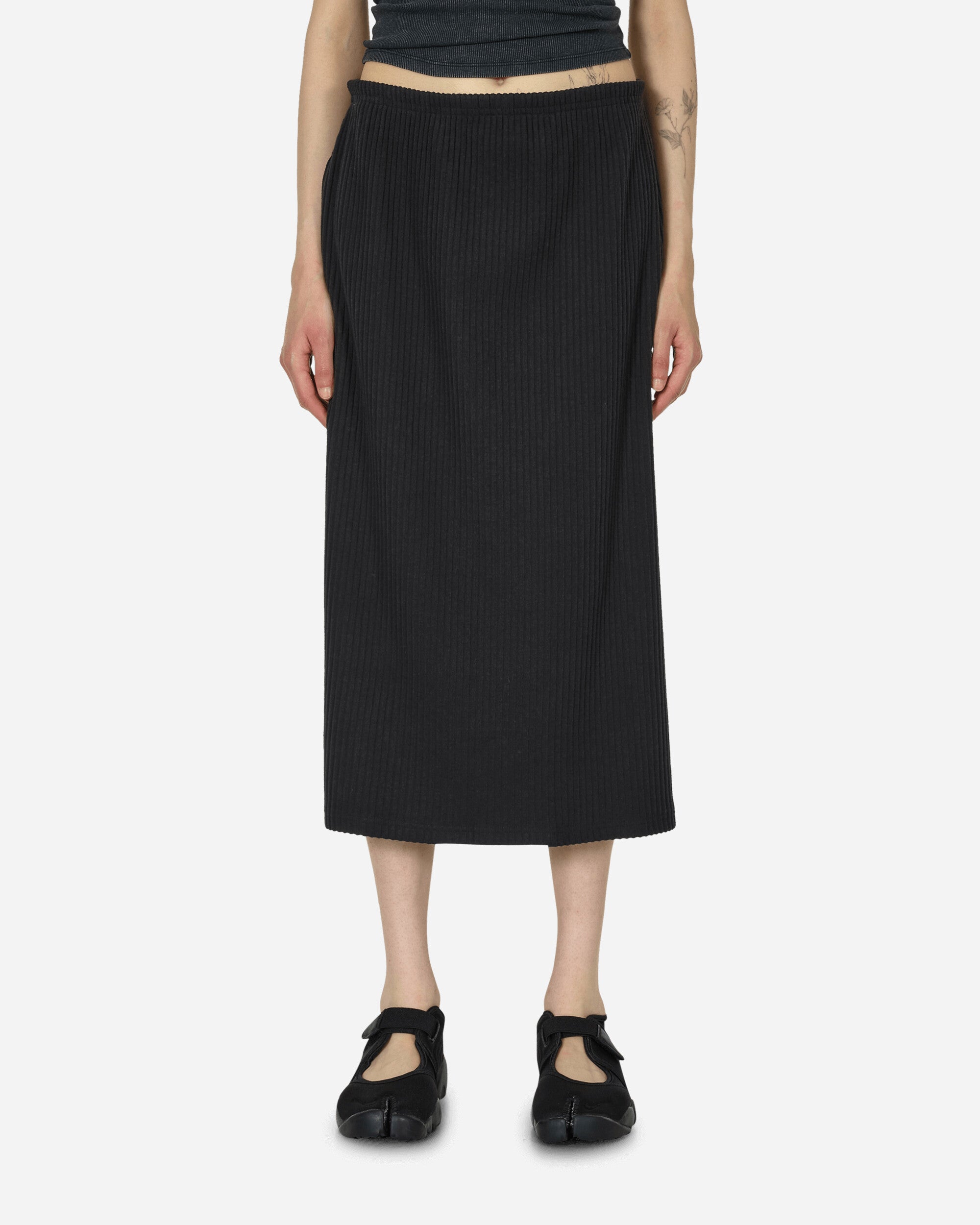 Chill Knit Ribbed Midi Skirt Black