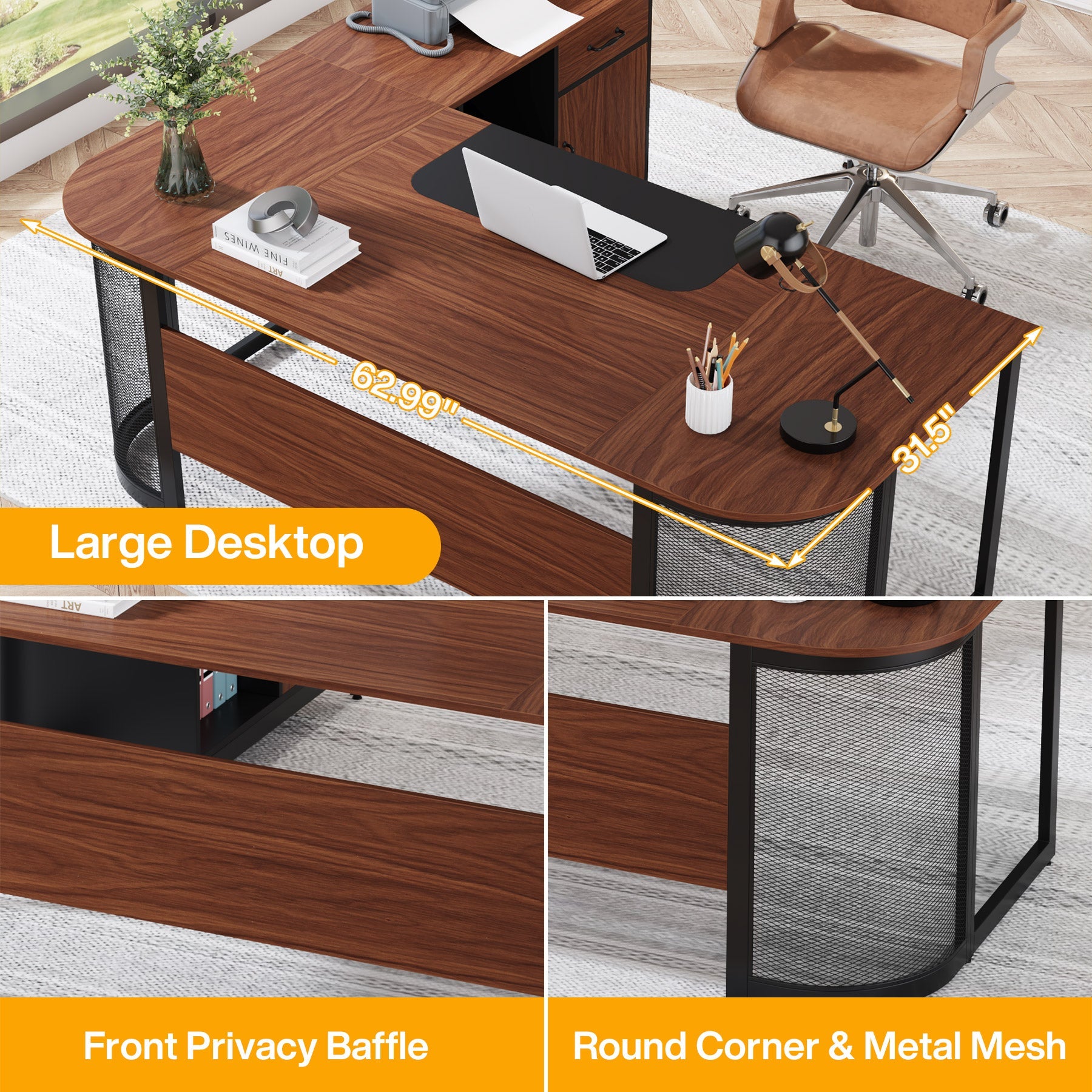 Large L-Shaped Desk, 63