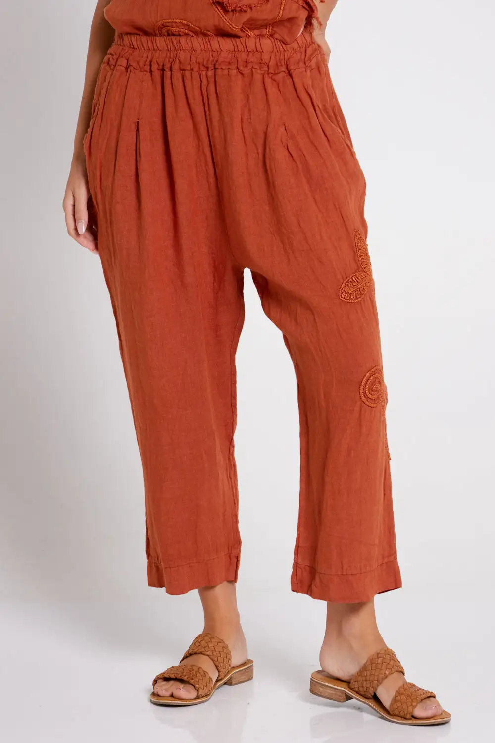 Elaine Linen Pants - Rust