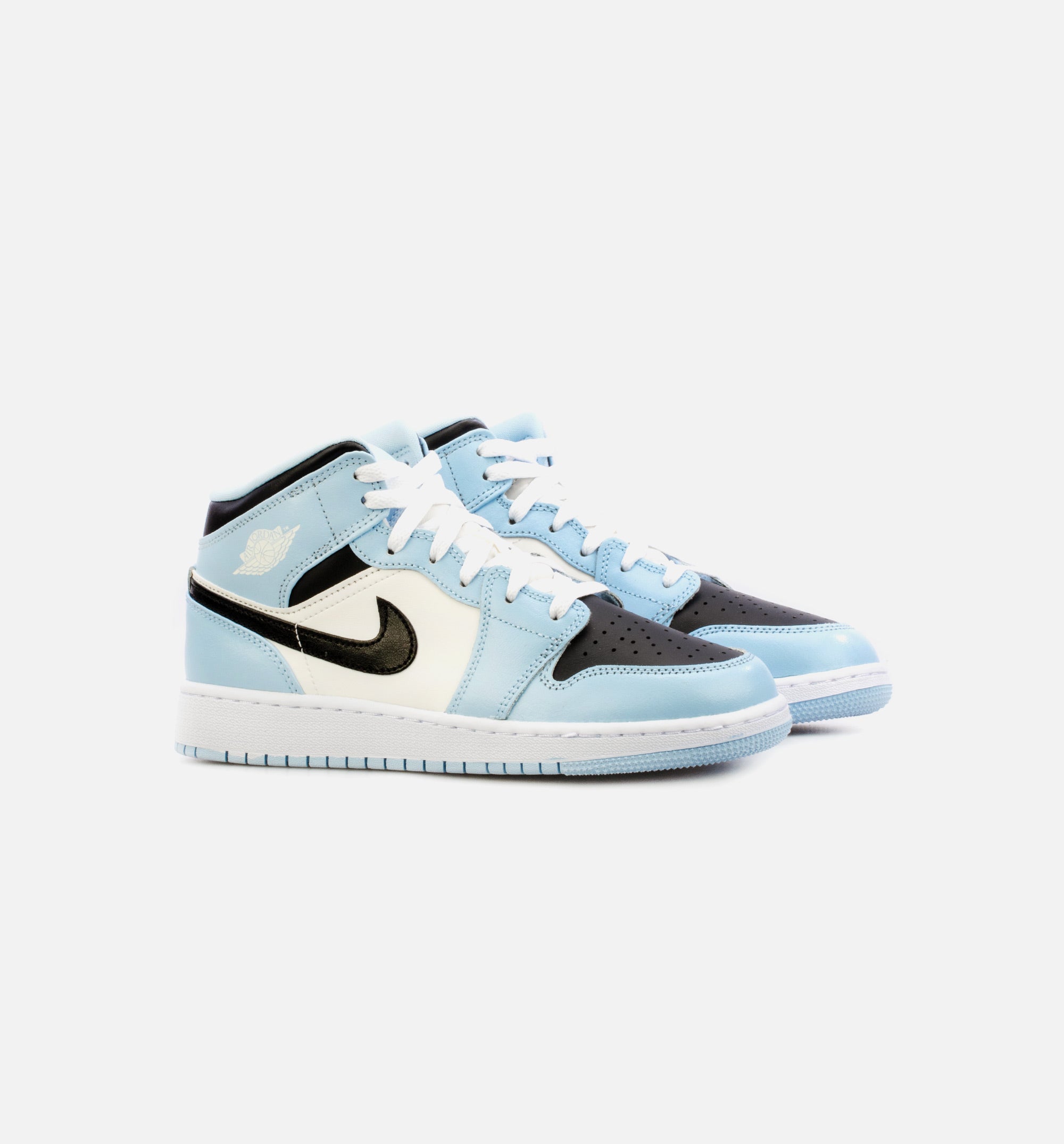 Air Jordan 1 Mid Ice Blue Grade School Lifestyle Shoe - Blue/Black