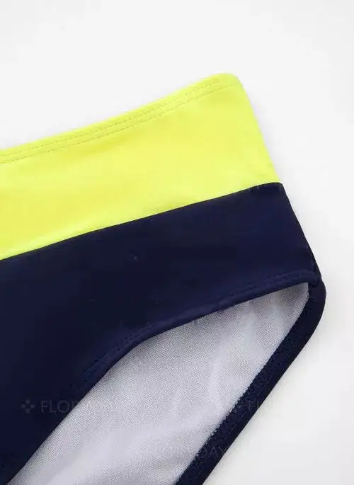 Polyester Yellow Stripe Bikinis Swimwear