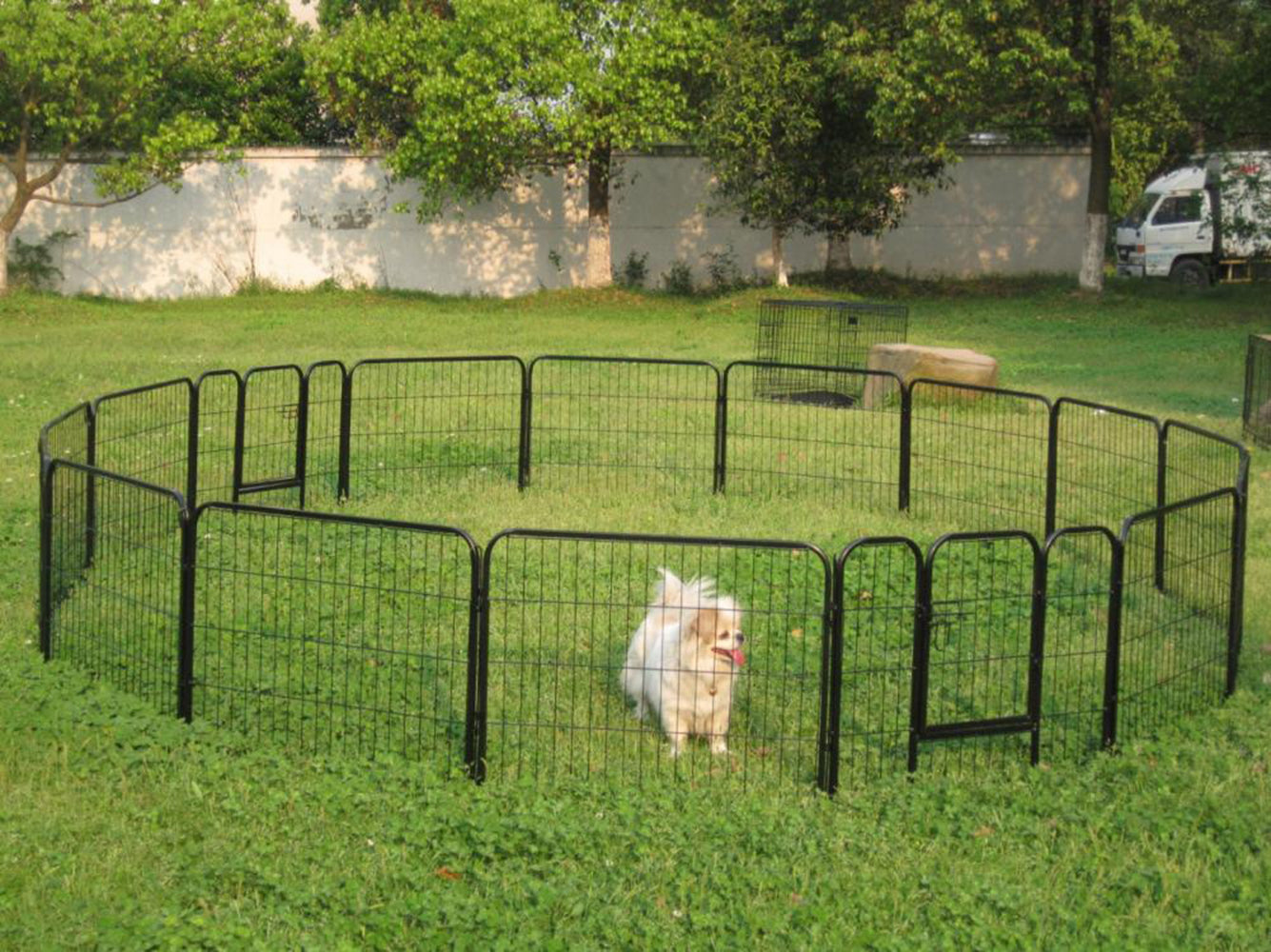 Dog Playpen 8 Panel Foldable Dog Pen Indoor/Outdoor Puppy Pen Pet Playpen for Large Dogs Heavy Duty Metal Exercise Fence for Small Animals with Door for Garden Play Yard 23.6