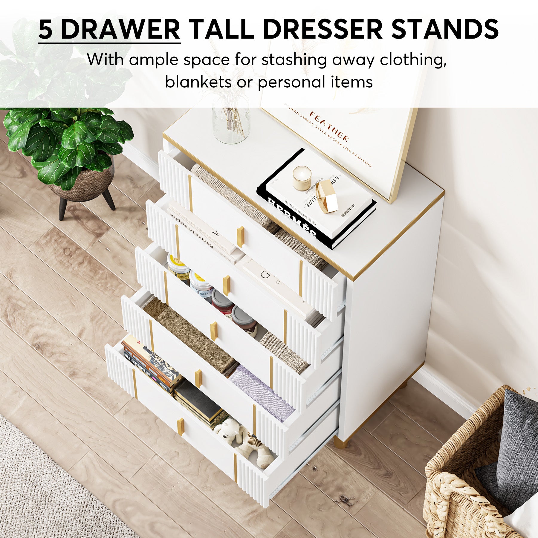 5 Drawer Chest Dresser, Modern 35