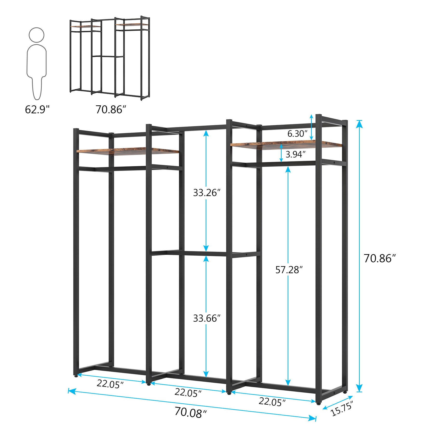 Freestanding Closet Organizer, Large Garment Clothes Rack