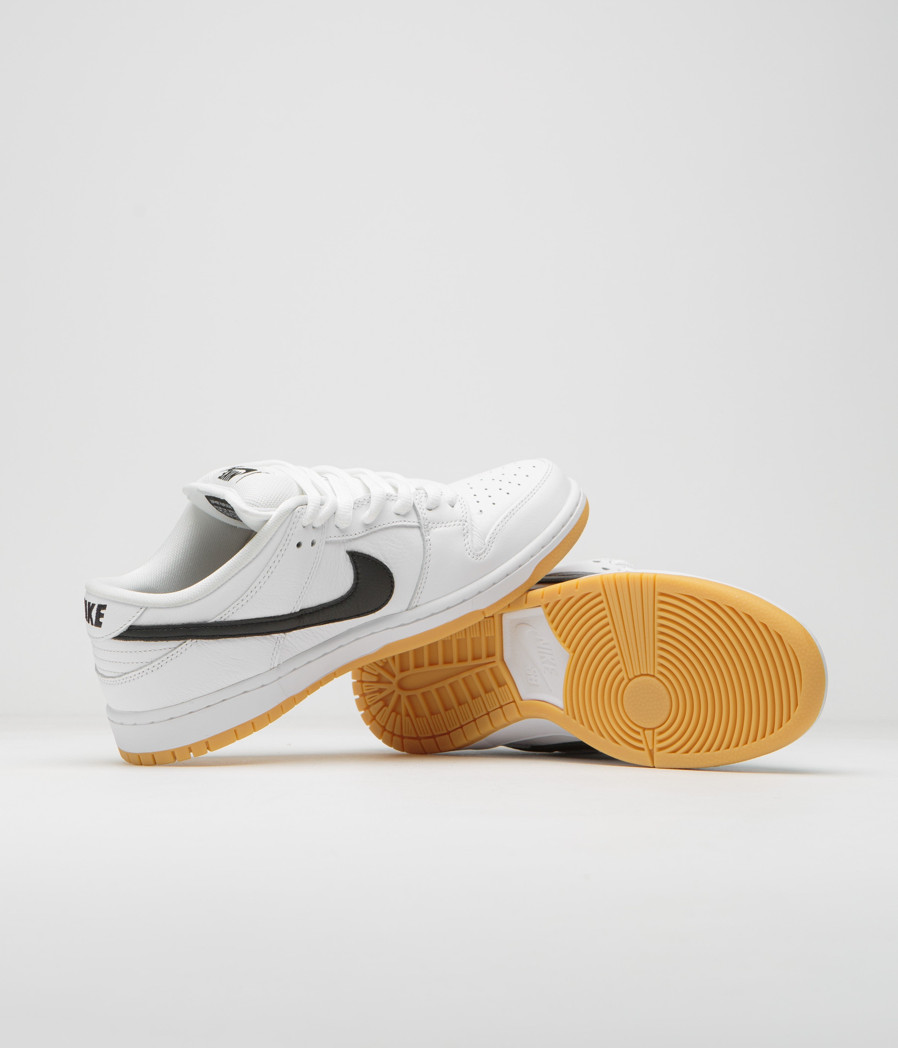 Nike SB Dunk Low Pro Shoes - White / Black - White - Gum Light Brown