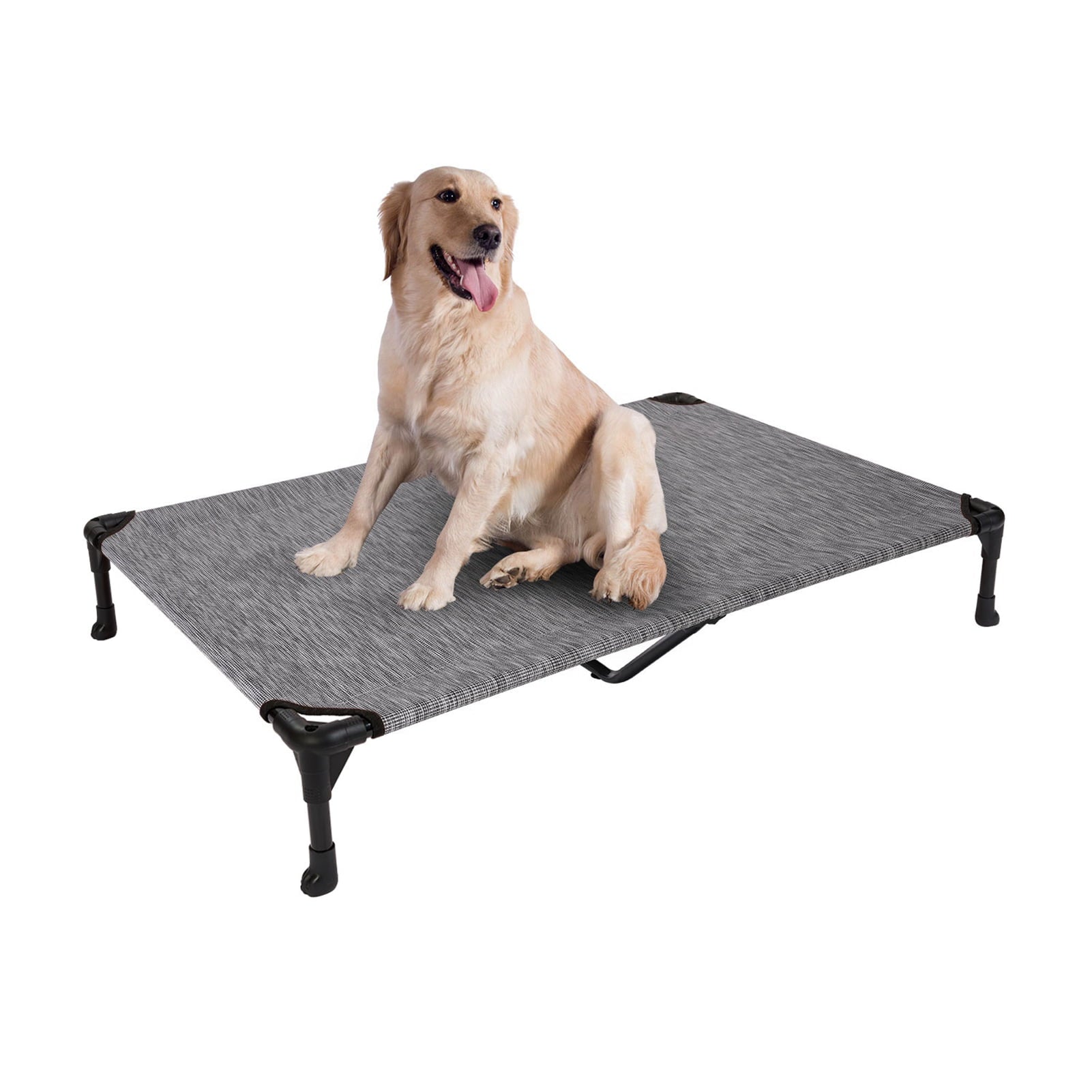 Veehoo Cooling Elevated Dog Bed， Portable Raised Pet Cot with Washable Mesh， X Large， Black Silver
