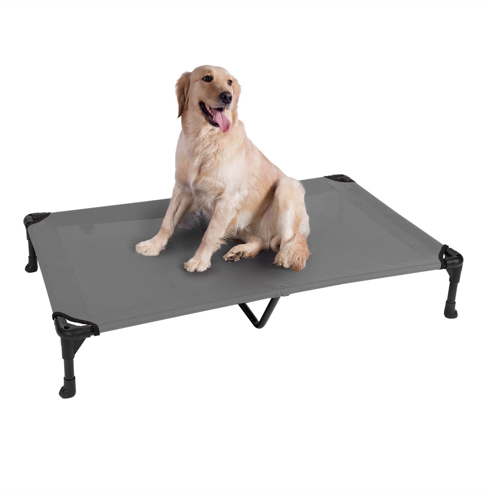 Veehoo Cooling Elevated Dog Bed， Portable Raised Pet Cot with Washable Mesh， X Large， Silver Grey