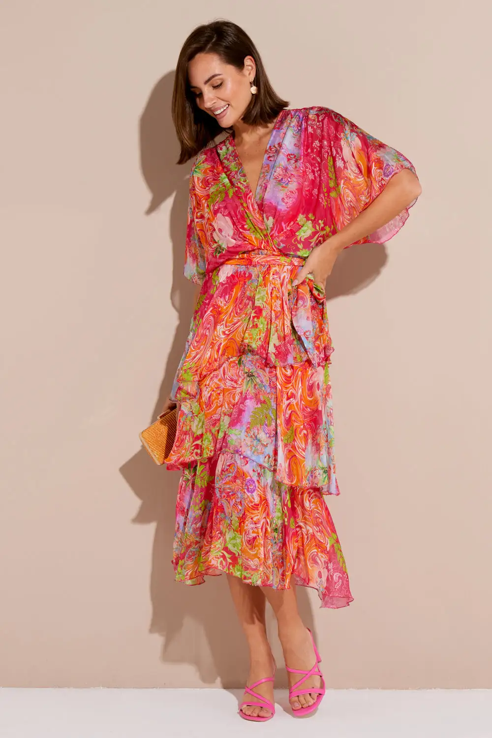 Loira Silk Dress - Fuschia