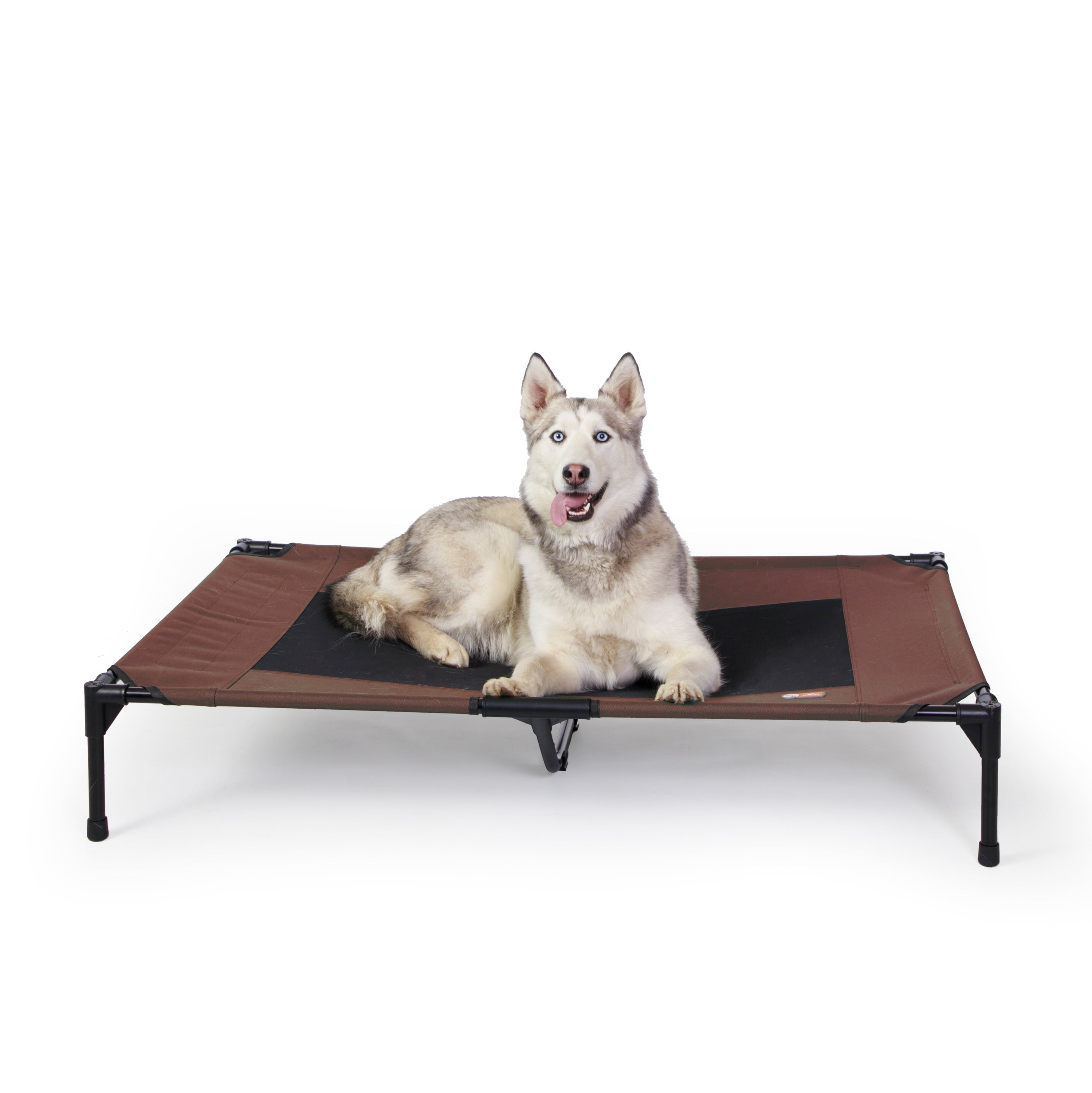 KandH Original Pet Cot Elevated Dog Bed Chocolate/Black Mesh X-Large 32 X 50 X 9 Inches
