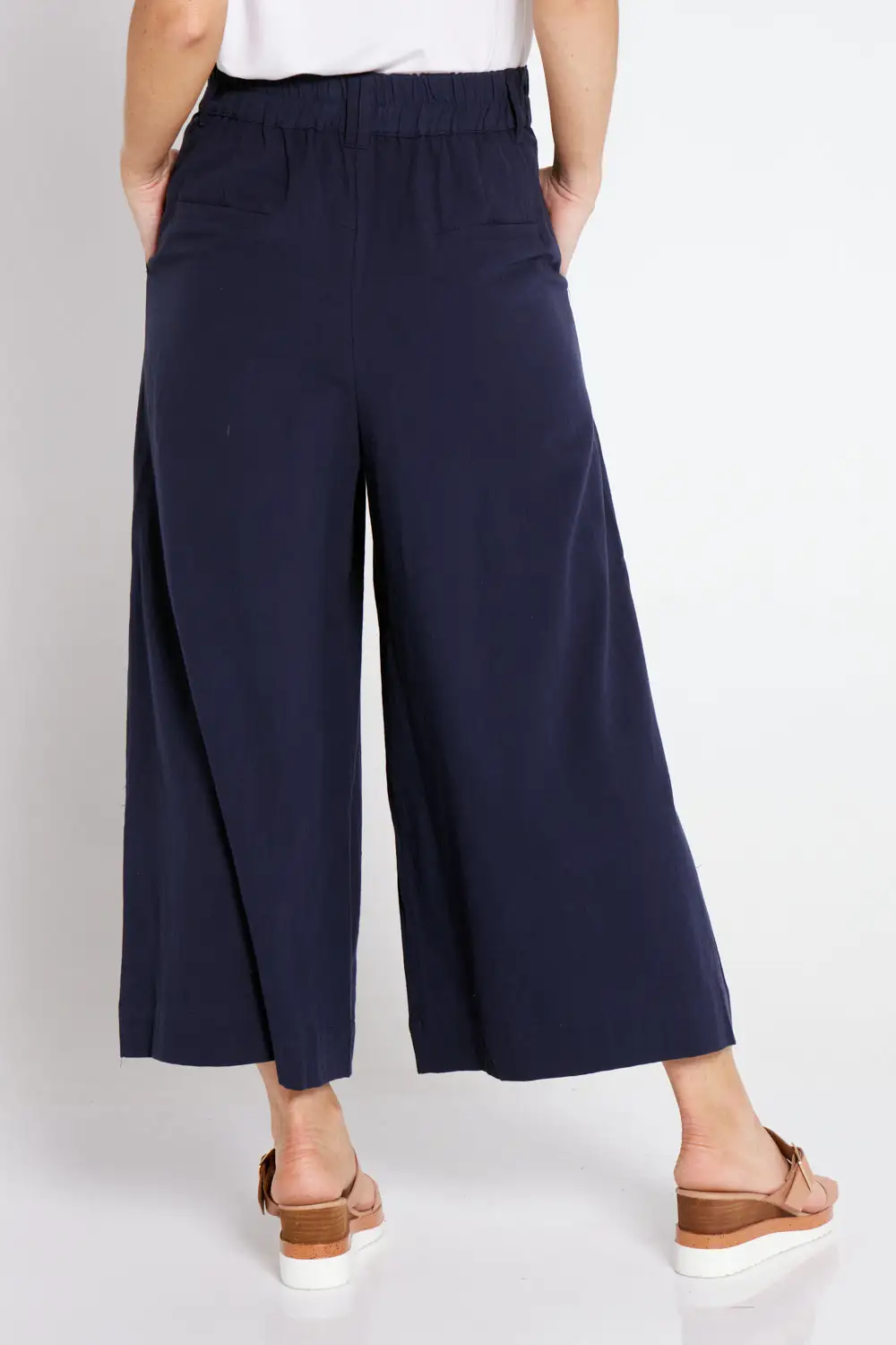 Jetta Upcycled Cotton Culottes - Navy